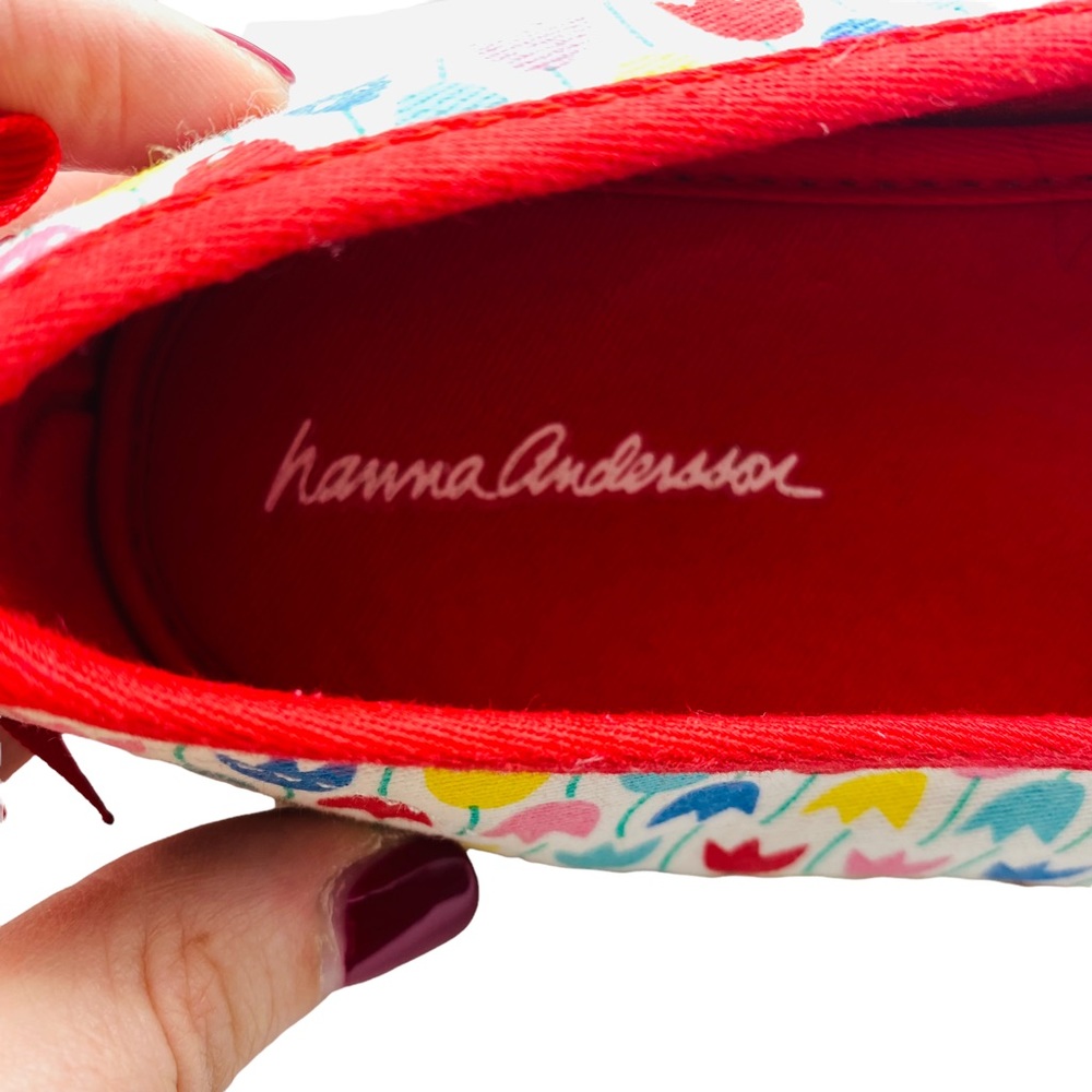 Hanna Andersson Girls Tanja Espadrille Slip On Shoes Size 4 Red Colorful Tulips - Picture 8 of 12
